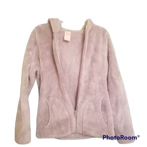 Faded Glory Grey Full Zip-Up Fleece Hoodie Girls Size Large